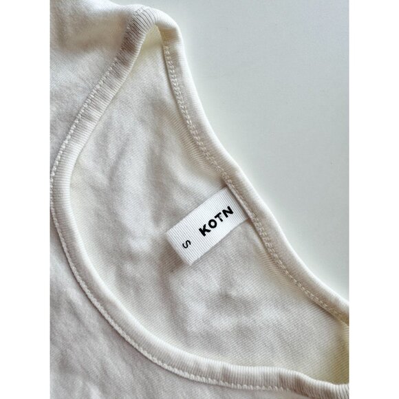 Lot of 2 KOTN Size S Cotton Tops - Fitted Jersey T-Shirt & Long Sleeve Cozy Polo - Picture 15 of 16